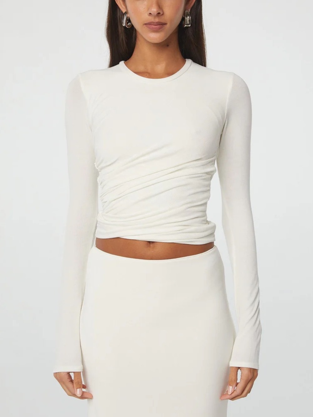 The Line by K Tera Long Sleeve Top in White - Size XS